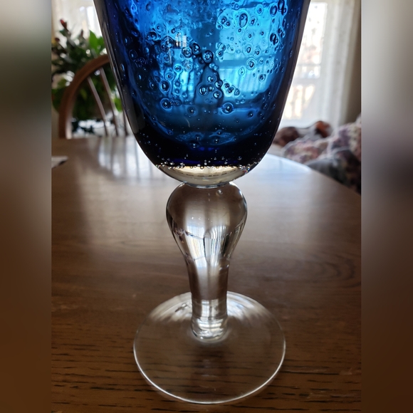 Artland Iris Hand-blown Cobalt Blue Art Glass Stemmed Goblet - Picture 2 of 10